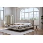Lit design en velours de luxe PRESTIGIO, avec sommier à lattes offert, BEIGE, 140x200
