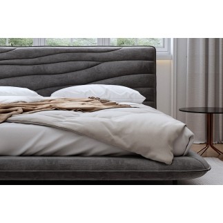 Lit design en velours de luxe PRESTIGIO, avec sommier à lattes offert, gris foncé, 160x200
