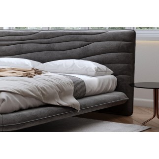 Lit design en velours de luxe PRESTIGIO, avec sommier à lattes offert, gris foncé, 160x200