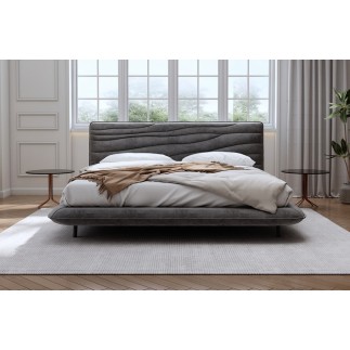 Lit design en velours de luxe PRESTIGIO, avec sommier à lattes offert, gris foncé, 180x200