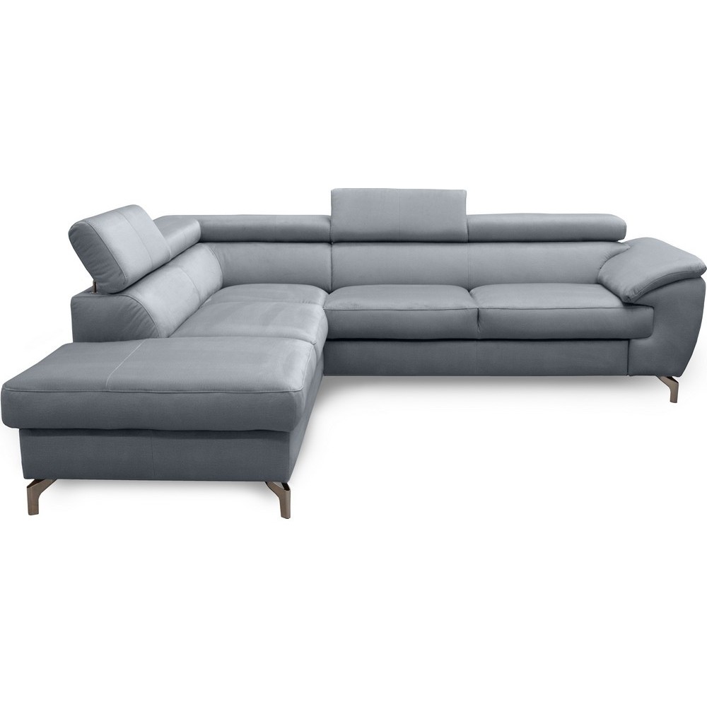 Canapé d'angle convertible en velours luxe 5 places, FLORENT, gris, angle gauche, Gris foncé Canapé d'angle convertible en velours luxe 5 places, FLORENT, gris, angle gauche, Gris foncé