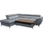 Canapé d'angle convertible en velours luxe 5 places, FLORENT, gris, angle gauche, Gris foncé Canapé d'angle convertible en velours luxe 5 places, FLORENT, gris, angle gauche, Gris foncé