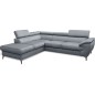 Canapé d'angle convertible en velours luxe - 5 places, FLORENT, gris, angle gauche