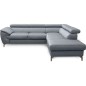 Canapé d'angle convertible en velours luxe 5 places, FLORENT, gris, angle droit