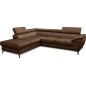 Canapé d'angle convertible en velours luxe - 5 places, FLORENT, marron, angle gauche, Marron foncé Canapé d'angle convertible en velours luxe - 5 places, FLORENT, marron, angle gauche, Marron foncé