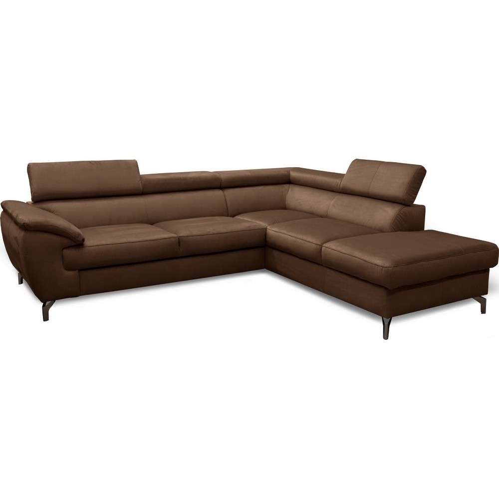 Canapé d'angle convertible en velours luxe 5 places, FLORENT, marron foncé, angle droit Canapé d'angle convertible en velours luxe 5 places, FLORENT, marron foncé, angle droit