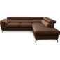 Canapé d'angle convertible en velours luxe 5 places, FLORENT, marron foncé, angle droit Canapé d'angle convertible en velours luxe 5 places, FLORENT, marron foncé, angle droit