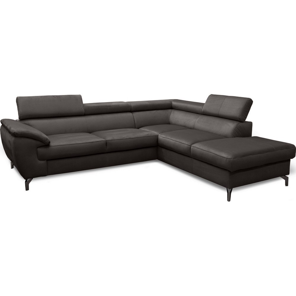 Canapé d'angle convertible en velours luxe 5 places, FLORENT, gris foncé, angle droit Canapé d'angle convertible en velours luxe 5 places, FLORENT, gris foncé, angle droit