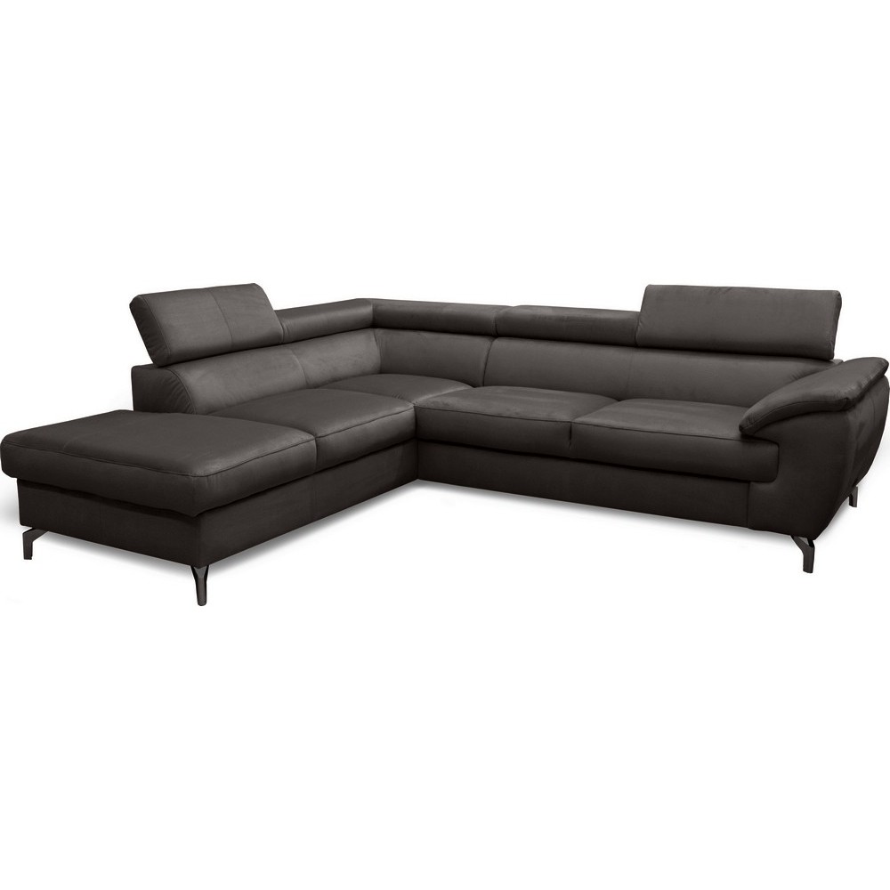 Canapé d'angle convertible en velours luxe - 5 places, FLORENT, gris foncé, angle gauche Canapé d'angle convertible en velours luxe - 5 places, FLORENT, gris foncé, angle gauche