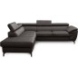 Canapé d'angle convertible en velours luxe - 5 places, FLORENT, gris foncé, angle gauche Canapé d'angle convertible en velours luxe - 5 places, FLORENT, gris foncé, angle gauche