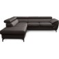 Canapé d'angle convertible en velours luxe - 5 places, FLORENT, gris foncé, angle gauche Canapé d'angle convertible en velours luxe - 5 places, FLORENT, gris foncé, angle gauche