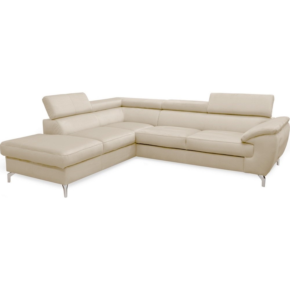 Canapé d'angle convertible en velours luxe - 5 places, FLORENT, beige clair, angle gauche Canapé d'angle convertible en velours luxe - 5 places, FLORENT, beige clair, angle gauche