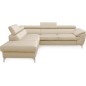Canapé d'angle convertible en velours luxe - 5 places, FLORENT, beige clair, angle gauche Canapé d'angle convertible en velours luxe - 5 places, FLORENT, beige clair, angle gauche