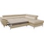 Canapé d'angle convertible en velours luxe 5 places, FLORENT, beige clair, angle droit Canapé d'angle convertible en velours luxe 5 places, FLORENT, beige clair, angle droit