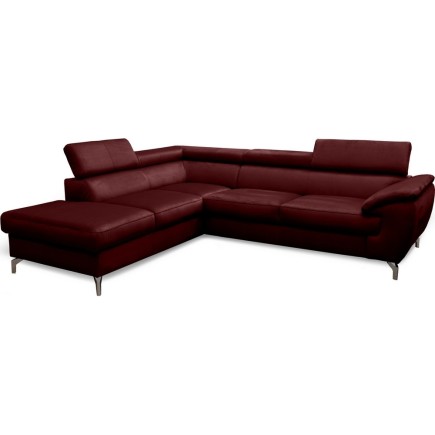 Canapé d'angle convertible en velours luxe - 5 places, FLORENT, bordeaux, angle gauche