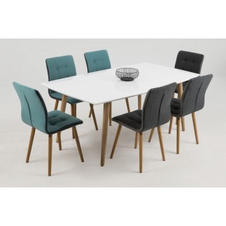Table à manger design blanc brillant, ELYA