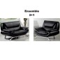 Ensemble composé d'un canapé 2 places et d'un fauteuil en cuir luxe italien, noir, JONAH Ensemble composé d'un canapé 2 places et d'un fauteuil en cuir luxe italien, noir, JONAH