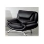 Ensemble composé d'un canapé 2 places et d'un fauteuil en cuir luxe italien, noir, JONAH Ensemble composé d'un canapé 2 places et d'un fauteuil en cuir luxe italien, noir, JONAH