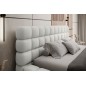 Lit double avec coffre DILAN en tissu bouclettes de qualité luxe capitonné, blanc, 180x200 Lit double avec coffre DILAN en tissu bouclettes de qualité luxe capitonné, blanc, 180x200