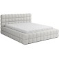 Lit double avec coffre en tissu bouclettes de qualité luxe capitonné, blanc, 140x200 Lit double avec coffre en tissu bouclettes de qualité luxe capitonné, blanc, 140x200