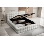 Lit double avec coffre en tissu bouclettes de qualité luxe capitonné, blanc, 140x200 Lit double avec coffre en tissu bouclettes de qualité luxe capitonné, blanc, 140x200
