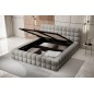 Lit double avec coffre en tissu bouclettes de qualité luxe capitonné, gris, 140x200 Lit double avec coffre en tissu bouclettes de qualité luxe capitonné, gris, 140x200