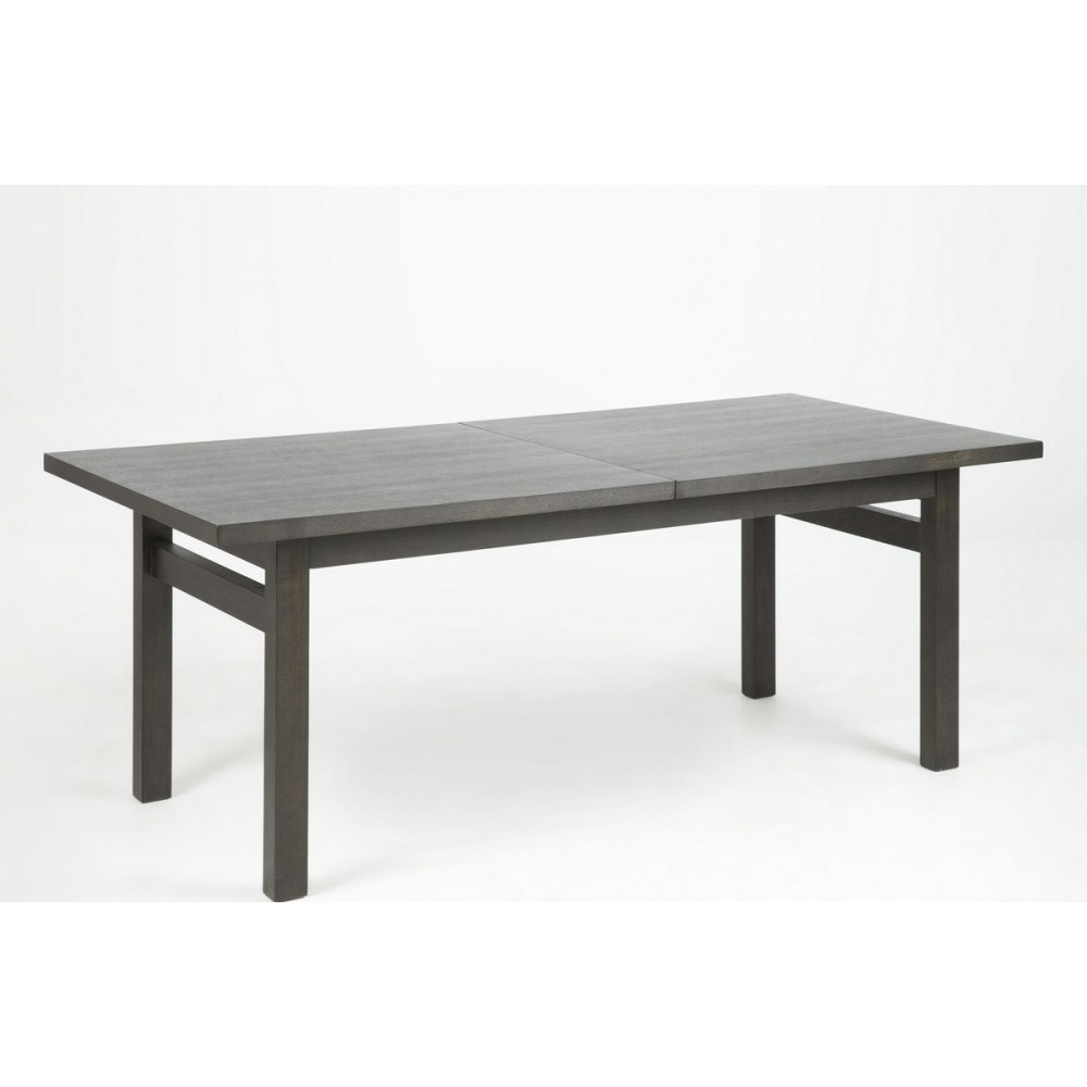 Table à manger avec rallonge en bois frêne vernis noir, HANOVRE Table à manger avec rallonge en bois frêne vernis noir, HANOVRE
