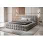 Lit double avec coffre DILAN en tissu bouclettes de qualité luxe capitonné, gris, 160x200
