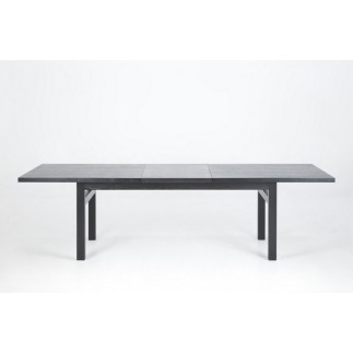 Table à manger avec rallonge en bois frêne vernis noir, HANOVRE