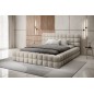 Lit double avec coffre en tissu bouclettes de qualité luxe capitonné, beige, 140x200 Lit double avec coffre en tissu bouclettes de qualité luxe capitonné, beige, 140x200
