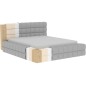 Lit double avec coffre en tissu bouclettes de qualité luxe capitonné, beige, 140x200 Lit double avec coffre en tissu bouclettes de qualité luxe capitonné, beige, 140x200