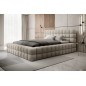Lit double avec coffre DILAN en tissu bouclettes de qualité luxe capitonné, beige, 180x200