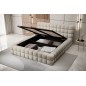 Lit double avec coffre DILAN en tissu bouclettes de qualité luxe capitonné, beige, 180x200