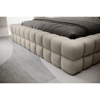 Lit double avec coffre DILAN en tissu bouclettes de qualité luxe capitonné, beige, 180x200