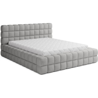 Lit double avec coffre DILAN VELOURS de qualité luxe capitonné, gris, 140x200