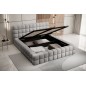 Lit double avec coffre DILAN VELOURS de qualité luxe capitonné, gris, 140x200