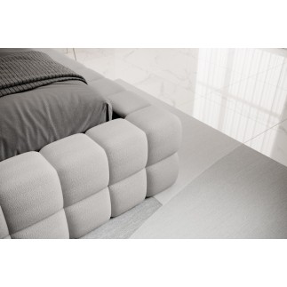 Lit double avec coffre DILAN VELOURS de qualité luxe capitonné, gris, 140x200