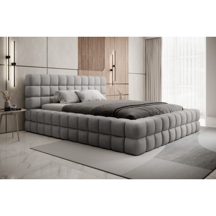 Lit double avec coffre DILAN VELOURS de qualité luxe capitonné, gris, 180x200