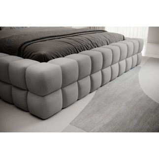 Lit double avec coffre DILAN VELOURS de qualité luxe capitonné, gris, 180x200