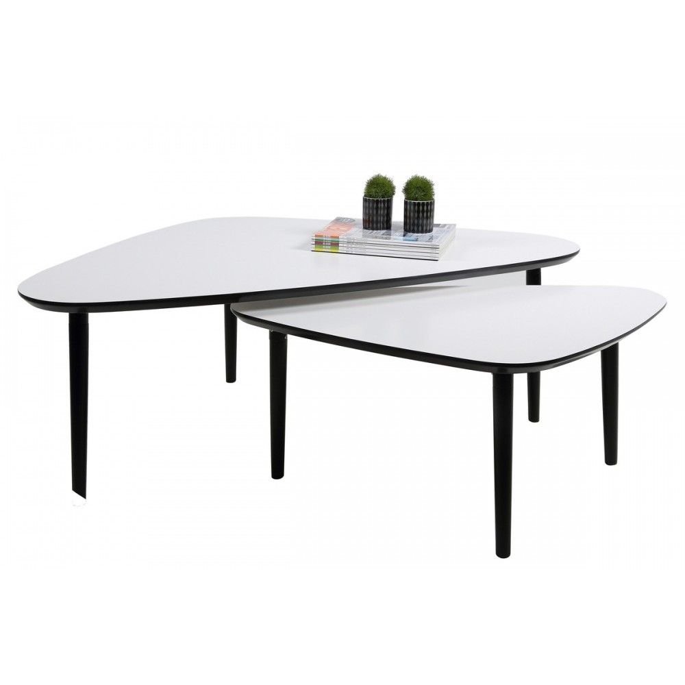 Ensemble de 2 tables basses design, en bois laqué blanc, GATSBY Ensemble de 2 tables basses design, en bois laqué blanc, GATSBY