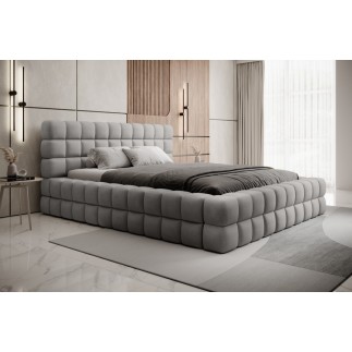 Lit double avec coffre DILAN VELOURS de qualité luxe capitonné, gris foncé, 180x200