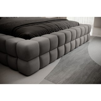 Lit double avec coffre DILAN VELOURS de qualité luxe capitonné, gris foncé, 180x200