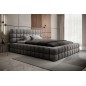 Lit double avec coffre DILAN VELOURS de qualité luxe capitonné, gris foncé, 160x200