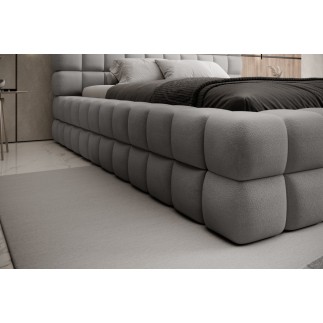 Lit double avec coffre DILAN VELOURS de qualité luxe capitonné, gris foncé, 140x200