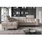 - Canapé d'angle convertible, FERNAND VELOURS - en velours Luxe beige, 5 places, angle gauche (vu de face)