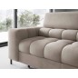 - Canapé d'angle convertible, FERNAND VELOURS - en velours Luxe beige, 5 places, angle gauche (vu de face)