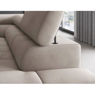 - Canapé d'angle convertible, FERNAND VELOURS - en velours Luxe beige, 5 places, angle gauche (vu de face)