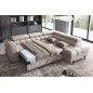 Canapé d'angle convertible - FERNAND VELOURS - en velours Luxe beige, 5 places, angle droit (vu de face)