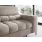 Canapé d'angle convertible - FERNAND VELOURS - en velours Luxe beige, 5 places, angle droit (vu de face)