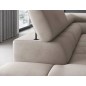 Canapé d'angle convertible - FERNAND VELOURS - en velours Luxe beige, 5 places, angle droit (vu de face)